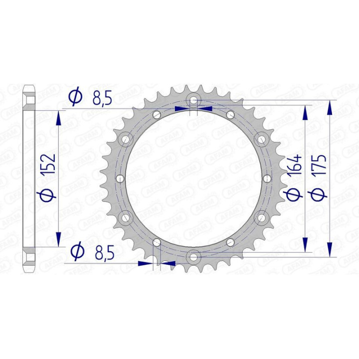 Couronne AFAM aluminium 13500 - 520 | Oxmoto
