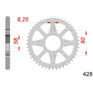 Couronne AFAM acier standard 14212 - 428 | Oxmoto