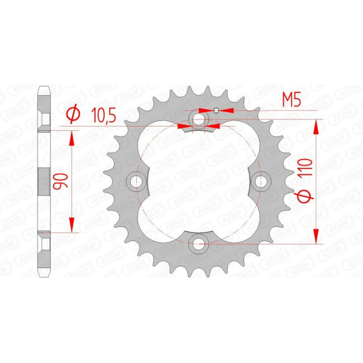 Couronne AFAM acier standard 92324 - 520 | Oxmoto