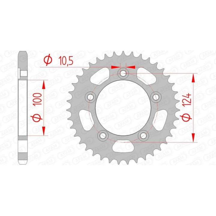 Couronne AFAM acier standard 50612 - 525 1074674002 | Oxmoto