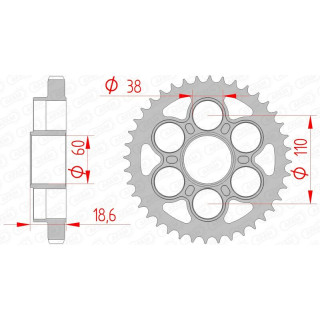 Couronne AFAM acier standard 50900 - 530 | Oxmoto