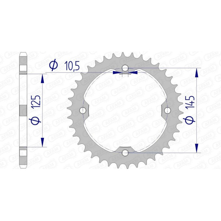 Couronne AFAM aluminium 13407 - 520 1074472002 | Oxmoto