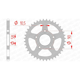 Couronne AFAM acier standard 10215 - 520 1074332002 | Oxmoto