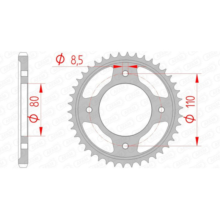 Couronne AFAM acier standard 10235 - 428 | Oxmoto