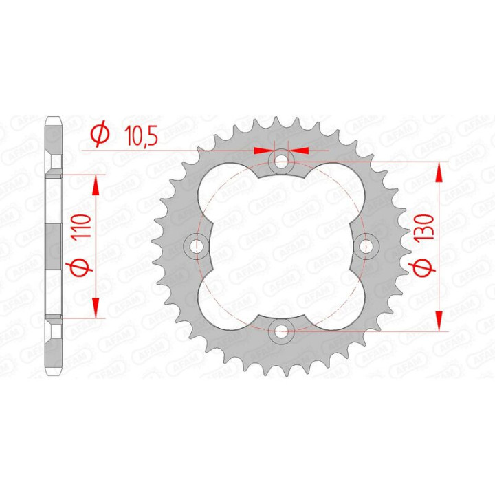 Couronne AFAM acier standard 10318 - 520 1074347004 | Oxmoto