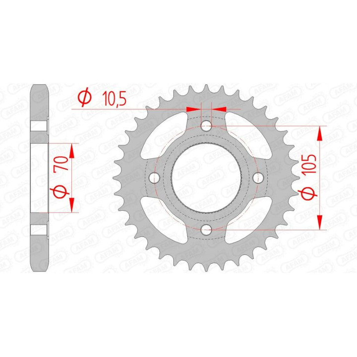 Couronne AFAM acier standard 10401 - 530 1074351002 | Oxmoto