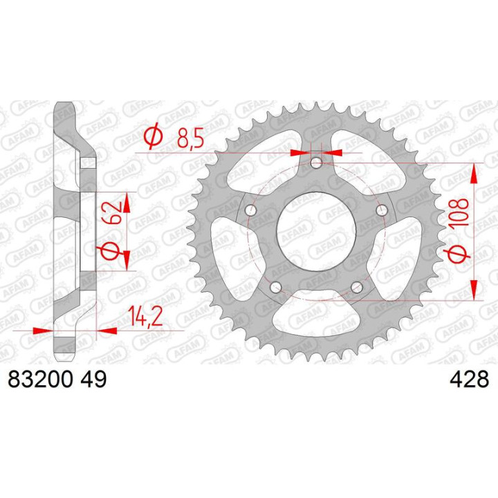 Couronne AFAM acier standard 83200 - 428 | Oxmoto