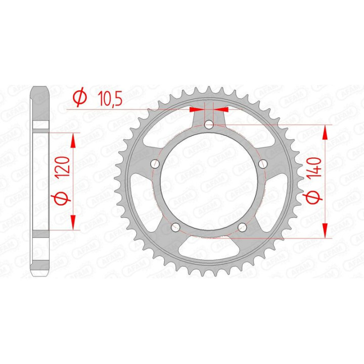 Couronne AFAM acier standard 86603 - 530 1074758005 | Oxmoto