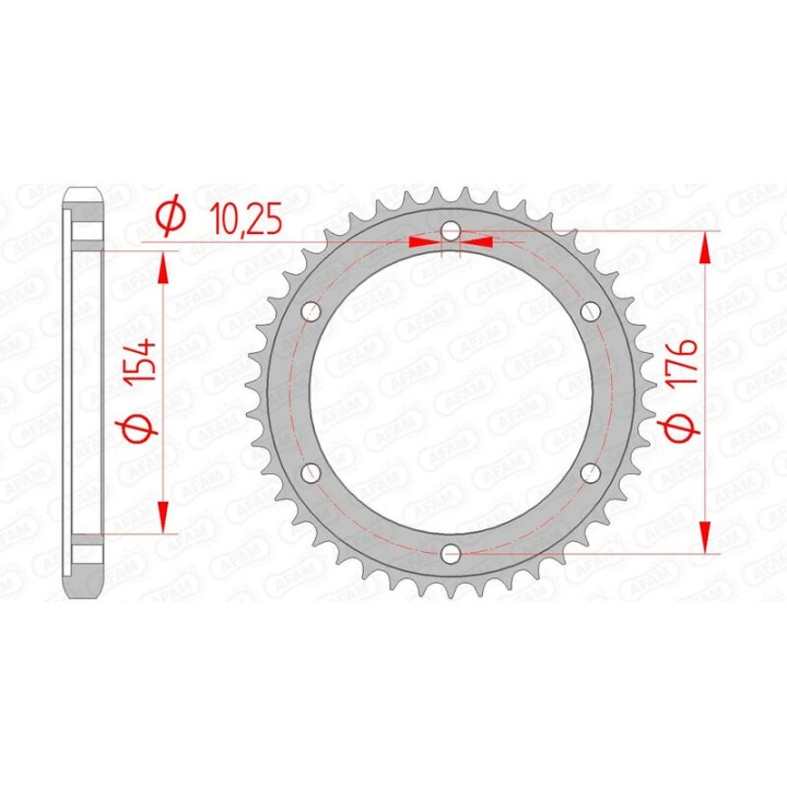 Couronne AFAM acier standard 10619 - 530 | Oxmoto