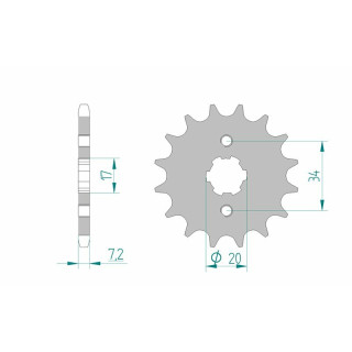 Pignon AFAM acier standard 20209 - 428 1074601002 | Oxmoto