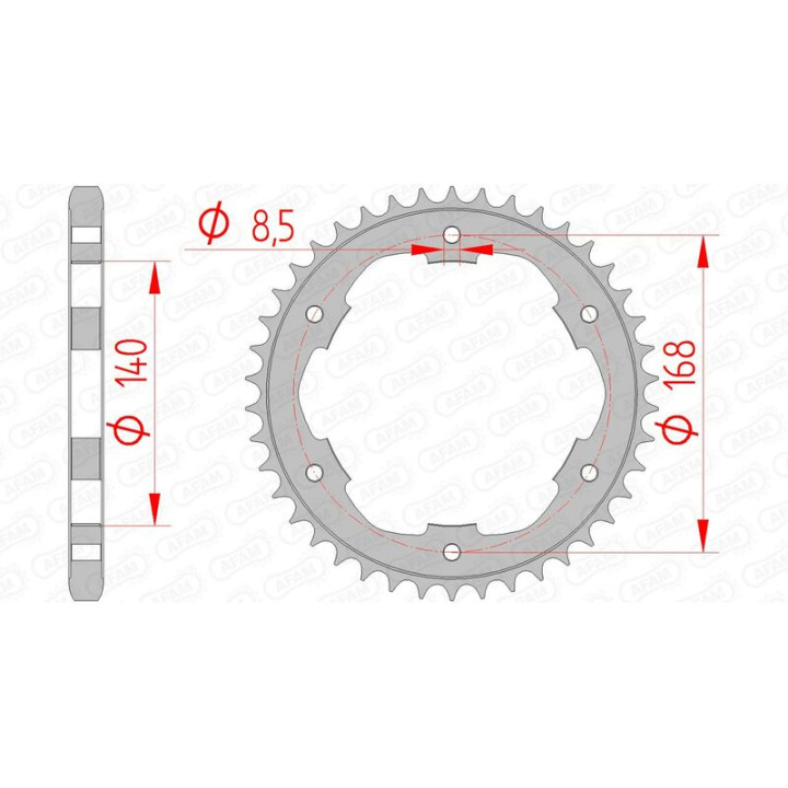 Couronne AFAM acier standard 92634 - 525 1074789002 | Oxmoto