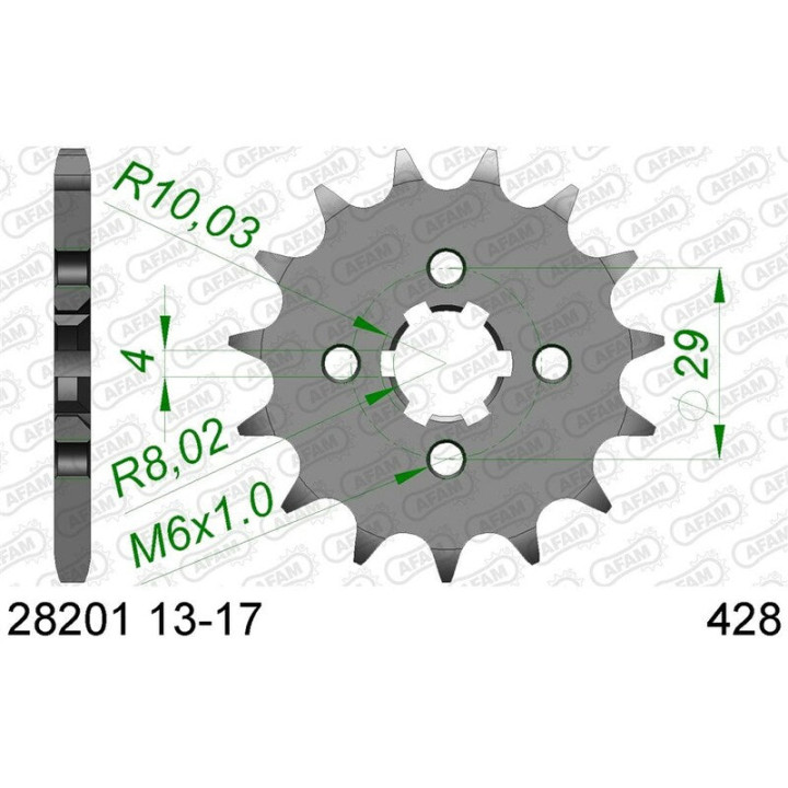 Pignon AFAM acier standard 28201 - 428 1076620002 | Oxmoto
