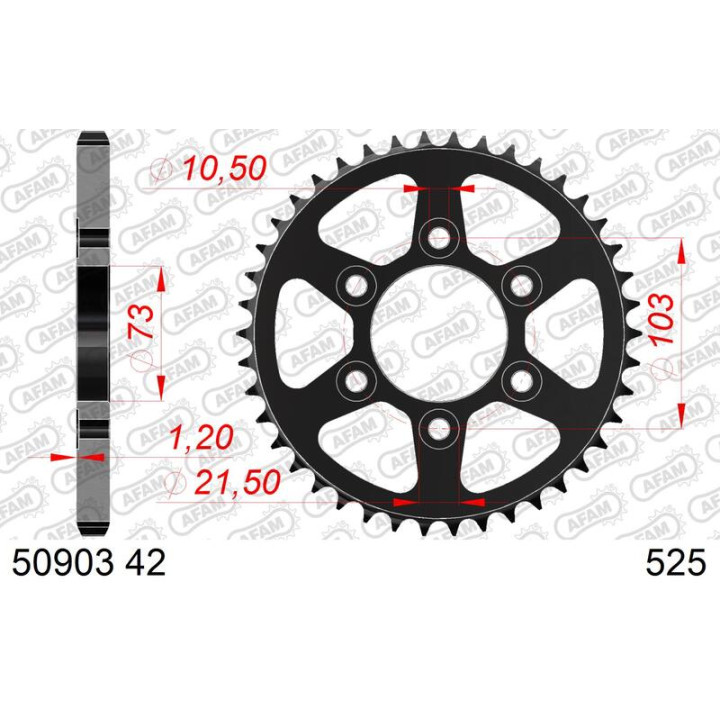 Couronne AFAM acier standard 50903 - 525 1124286001 | Oxmoto