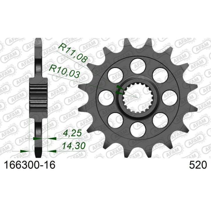 Pignon AFAM acier standard 166300 - 520 | Oxmoto
