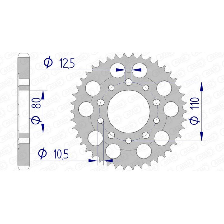 Couronne AFAM aluminium ultra-light 11605 - 530 | Oxmoto