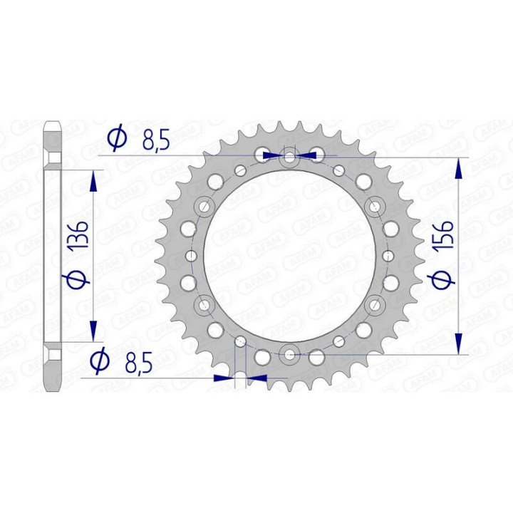 Couronne AFAM aluminium 15303 - 520 | Oxmoto
