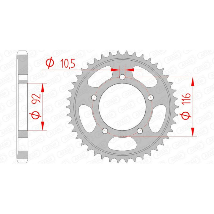 Couronne AFAM acier standard 16900530 1074593002 | Oxmoto