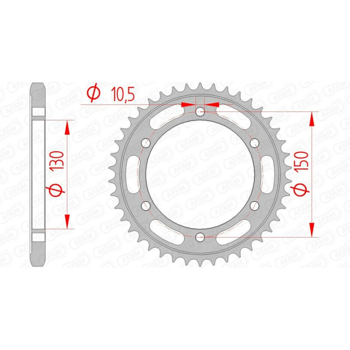 Couronne AFAM acier standard 12606 - 525 1074453002 | Oxmoto