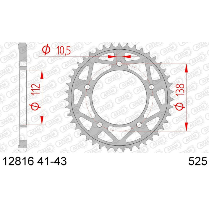 Couronne AFAM acier standard 12816 - 525 1074462001 | Oxmoto