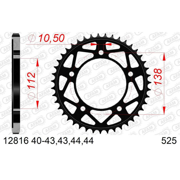 Couronne AFAM acier standard 12816 - 525 1074462005 | Oxmoto
