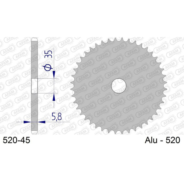 Couronne AFAM alu standard - 520 520-45 | Oxmoto