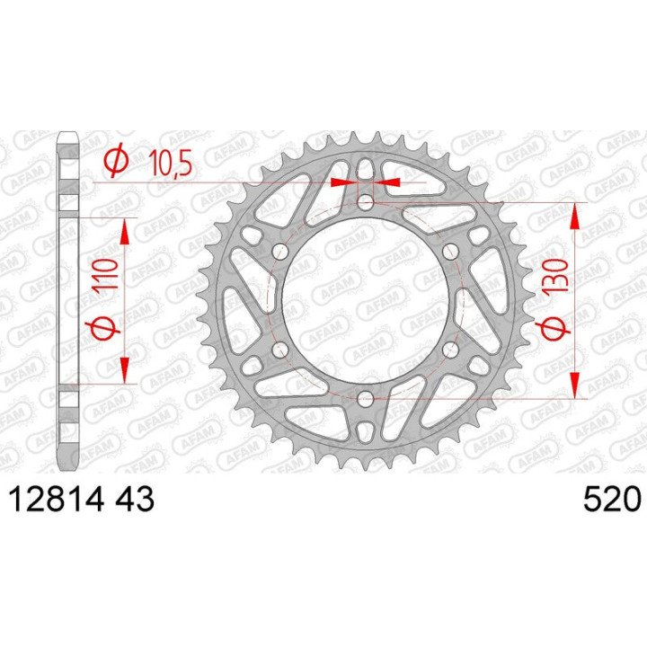 Couronne AFAM acier standard 12814 - 520 | Oxmoto