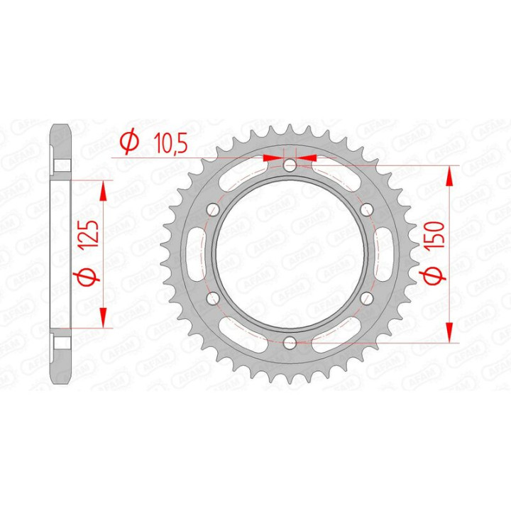 Couronne AFAM acier standard 71800 - 525 | Oxmoto