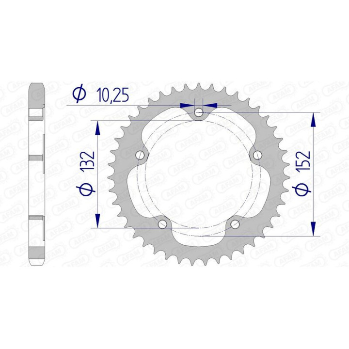 Couronne AFAM aluminium 93836 - 525 1074818003 | Oxmoto
