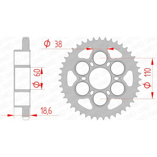 Couronne AFAM acier standard 50801 - 525 1074679002 | Oxmoto