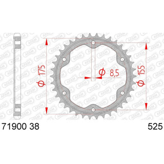Couronne AFAM acier standard 71900 - 525 | Oxmoto