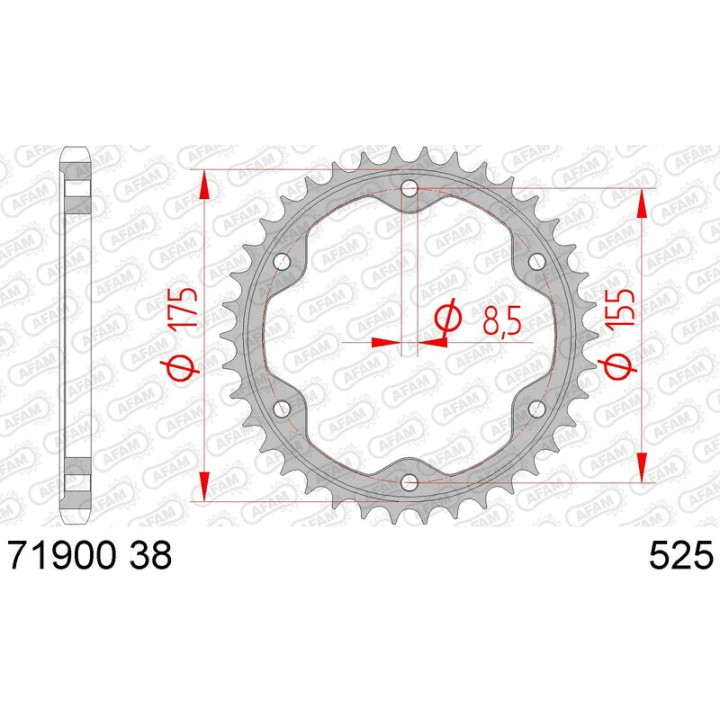 Couronne AFAM acier standard 71900 - 525 | Oxmoto