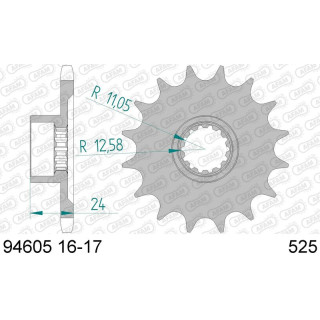 Pignon AFAM acier standard 94605 - 525 1077187002 | Oxmoto