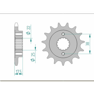 Pignon AFAM acier standard 52616 - 525 1077061002 | Oxmoto