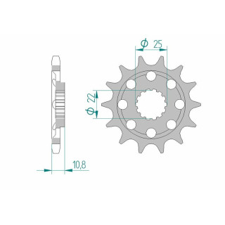 Pignon AFAM acier standard 94807 - 525 | Oxmoto