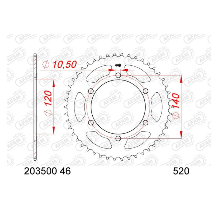 Couronne AFAM acier standard 203500 - 520 | Oxmoto