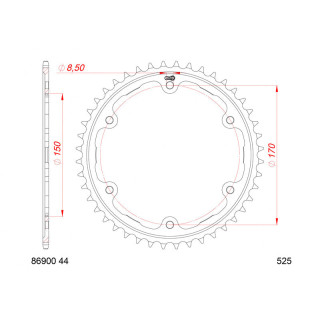 Couronne AFAM acier standard 86900 - 525 | Oxmoto