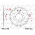 Couronne AFAM acier standard 10629 - 520 | Oxmoto