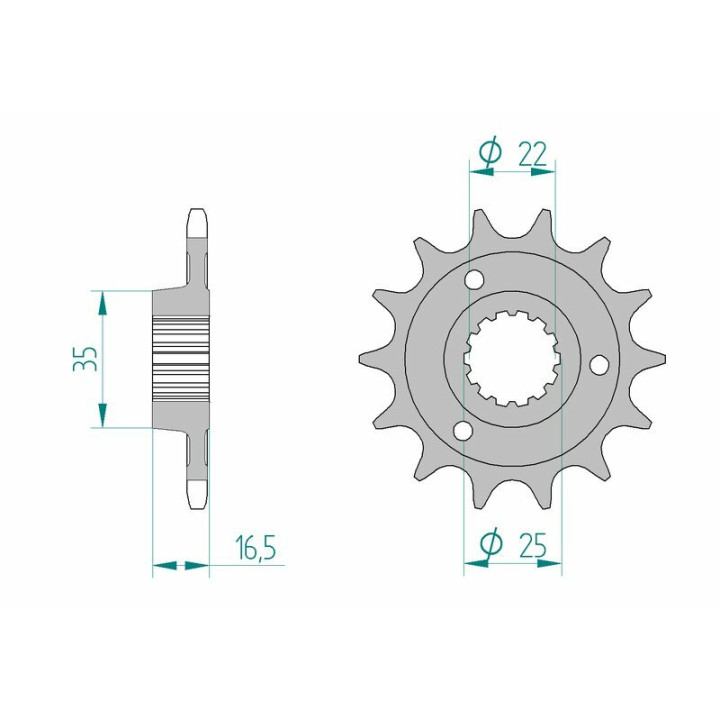 Pignon AFAM acier standard 52613 - 525 1077039001 | Oxmoto