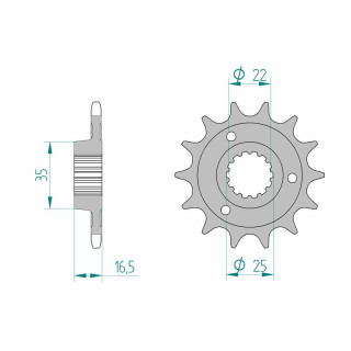 Pignon AFAM acier standard 52613 - 525 1077039002 | Oxmoto