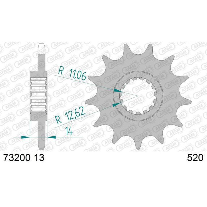 Pignon AFAM acier standard 73200 - 520 | Oxmoto