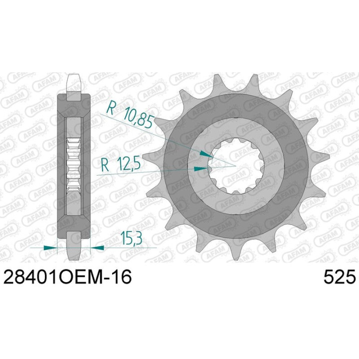Pignon AFAM acier anti-buit 28401 - 525 | Oxmoto
