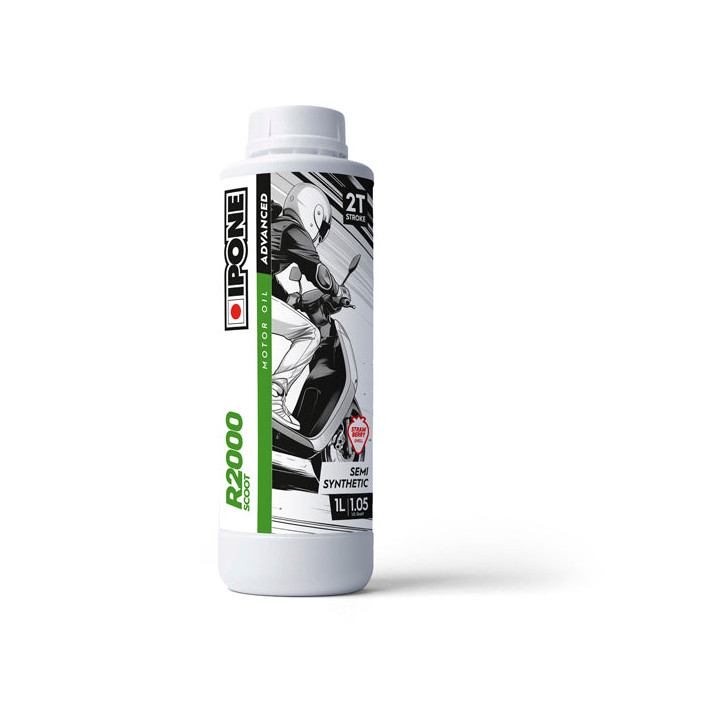 Huile mélange 2T Ipone r2000 scoot fraise - 1L | Oxmoto