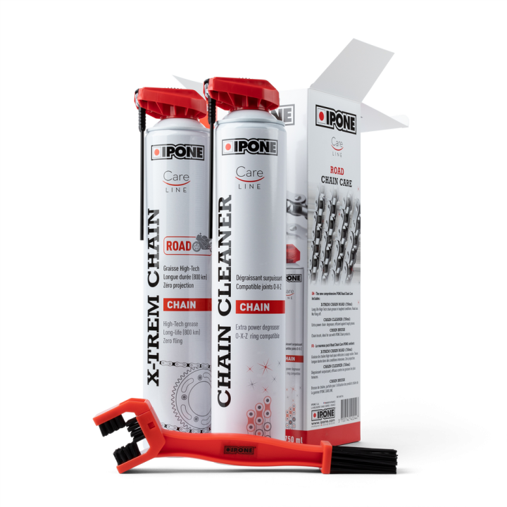 Pack entretien chaine Ipone x-trem chain road + chain cleaner