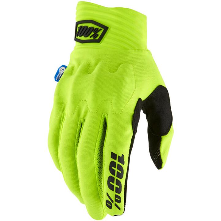 Gants 100% cognito smart shock jaune fluo | Oxmoto