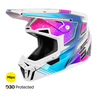 Casque SHOT lite racing blanc/rose 2026 | Oxmoto
