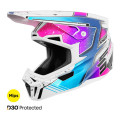 Casque SHOT lite racing blanc/rose 2026 | Oxmoto