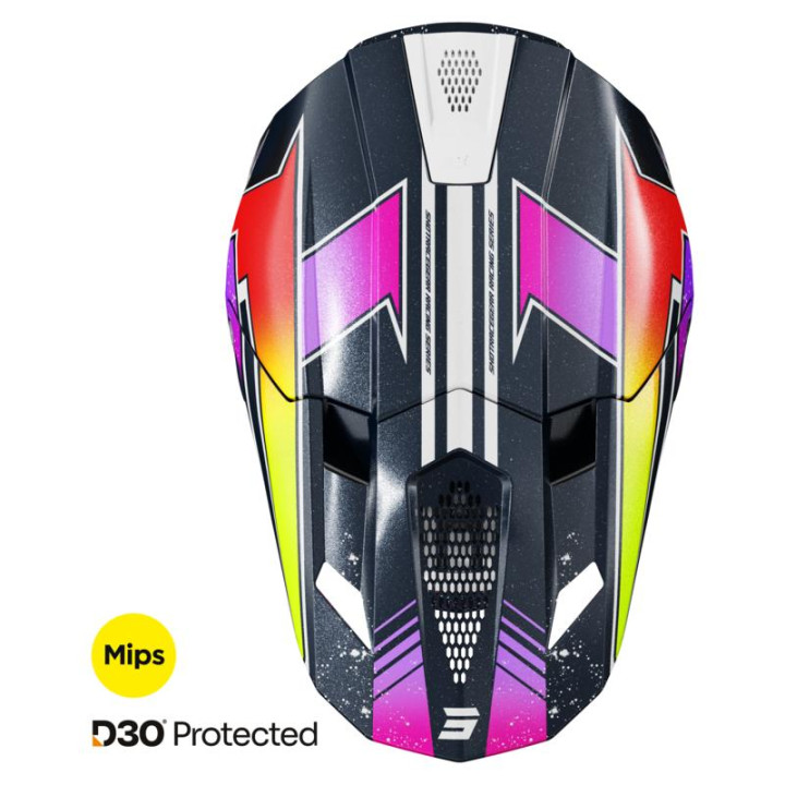 Casque SHOT lite racing bleu/jaune 2026 | Oxmoto