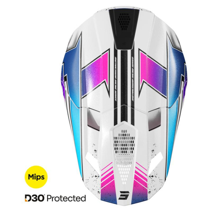 Casque SHOT lite racing blanc/rose 2026 | Oxmoto