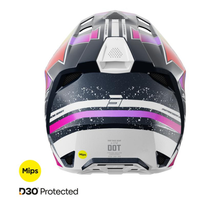 Casque SHOT lite racing bleu/jaune 2026 | Oxmoto