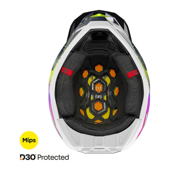 Casque SHOT lite racing bleu/jaune 2026 | Oxmoto